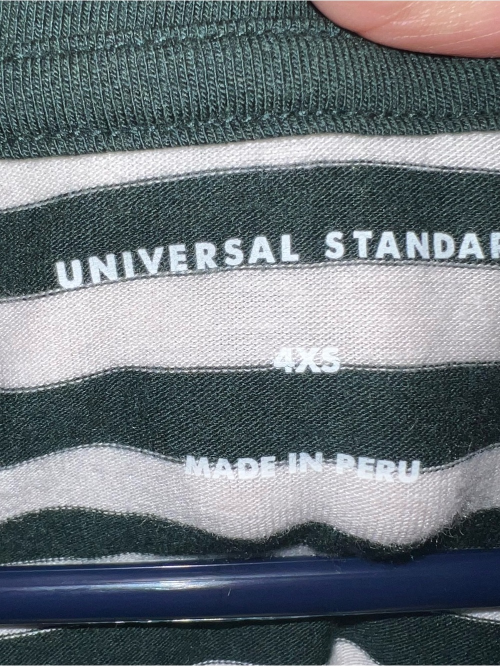 Universal Standard NWT V-Rex Short Sleeve Tee Striped Dark Green Beige - Picture 6 of 6